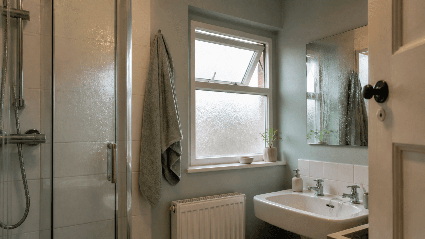 Bathroom ventilating through an open window